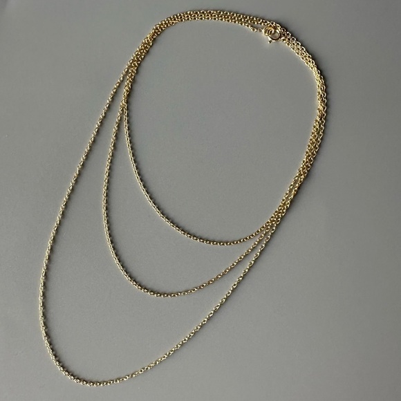 24k Gold Vermeil Round Link Simple Dainty Chain 32 inches - Picture 8 of 9